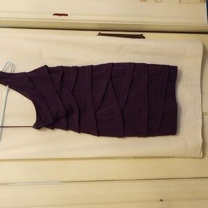 Cynthia Steffe purple, one shoulder fitted banded dress, size 8.